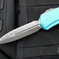 Microtech Cypher II- Double Edge- Turquoise Handle- Apocalyptic Full Serrated Edge Blade 1242-12 APTQ