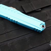 Microtech Cypher II- Double Edge- Turquoise Handle- Apocalyptic Full Serrated Edge Blade 1242-12 APTQ