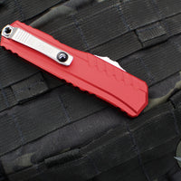 Microtech Cypher II 2024- Double Edge- Red Handle- Stonewash Full Serrated Edge Blade 1242-12 RD