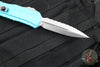 Microtech Cypher II 2024- Double Edge- Turquoise Handle- Stonewash Full Serrated Edge Blade 1242-12 TQ