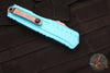 Microtech Cypher II 2024- Double Edge- Turquoise Handle- Stonewash Full Serrated Edge Blade 1242-12 TQ