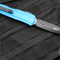 Microtech Cypher II 2024- Double Edge- Blue Handle- Black Plain Edge Blade 1242-1 BL