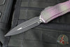 Microtech Cypher II- Double Edge- Purple X-51 Pattern Handle- Distressed Black Plain Edge Blade 1242-1 PUX51S