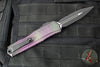 Microtech Cypher II- Double Edge- Purple X-51 Pattern Handle- Distressed Black Plain Edge Blade 1242-1 PUX51S
