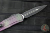Microtech Cypher II- Double Edge- Purple X-51 Pattern Handle- Distressed Black Plain Edge Blade 1242-1 PUX51S