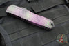 Microtech Cypher II- Double Edge- Purple X-51 Pattern Handle- Distressed Black Plain Edge Blade 1242-1 PUX51S