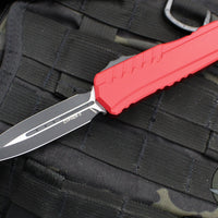 Microtech Cypher II 2024- Double Edge- Red Handle- Black Plain Edge Blade 1242-1 RD