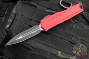 Microtech Cypher II- Double Edge- Red Handle- Black Plain Edge Blade 1242-1 RD
