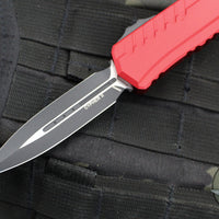 Microtech Cypher II 2024- Double Edge- Red Handle- Black Plain Edge Blade 1242-1 RD