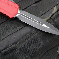 Microtech Cypher II 2024- Double Edge- Red Handle- Black Plain Edge Blade 1242-1 RD