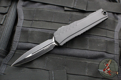 Microtech Cypher II- Double Edge- Tactical- Black Handle- Black Plain Edge Blade 1242-1 T