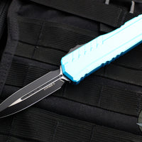 Microtech Cypher II 2024- Double Edge- Turquoise Handle- Black Plain Edge Blade 1242-1 TQ