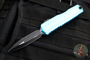 Microtech Cypher II 2024- Double Edge- Turquoise Handle- Black Plain Edge Blade 1242-1 TQ