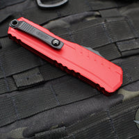 Microtech Cypher II 2024- Double Edge- Red Handle- Black Part Serrated Edge Blade 1242-2 RD