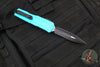 Microtech Cypher II 2024- Double Edge- Turquoise Handle- Black Part Serrated Edge Blade 1242-2 TQ