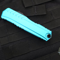 Microtech Cypher II 2024- Double Edge- Turquoise Handle- Black Part Serrated Edge Blade 1242-2 TQ