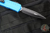 Microtech Cypher II- Double Edge- Blue Handle- Black Full Serrated Edge Blade 1242-3 BL