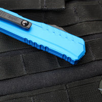 Microtech Cypher II 2024- Double Edge- Blue Handle- Black Full Serrated Edge Blade 1242-3 BL