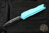 Microtech Cypher II- Double Edge- Turquoise Handle- Black Full Serrated Edge Blade 1242-3 TQ