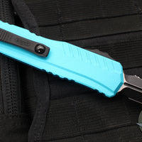 Microtech Cypher II- Double Edge- Turquoise Handle- Black Full Serrated Edge Blade 1242-3 TQ