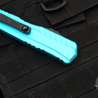 Microtech Cypher II- Double Edge- Turquoise Handle- Black Full Serrated Edge Blade 1242-3 TQ