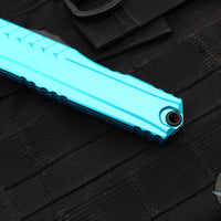 Microtech Cypher II- Double Edge- Turquoise Handle- Black Full Serrated Edge Blade 1242-3 TQ