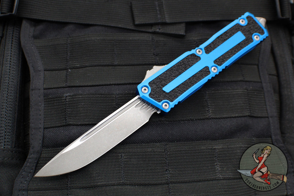 Microtech Scarab II 2024- Single Edge- Blue Handle- Apocalyptic Blade 1278-10 APBL