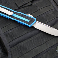 Microtech Scarab II 2024- Single Edge- Blue Handle- Apocalyptic Blade 1278-10 APBL