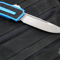 Microtech Scarab II 2024- Single Edge- Blue Handle- Apocalyptic Blade 1278-10 APBL