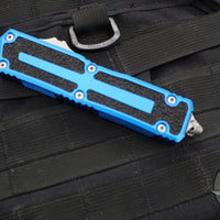 Microtech Scarab II 2024- Single Edge- Blue Handle- Apocalyptic Blade 1278-10 APBL