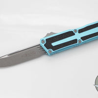 Microtech Scarab II- Single Edge- Turquoise Handle- Apocalyptic Blade 1278-10 APTQ