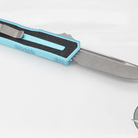 Microtech Scarab II- Single Edge- Turquoise Handle- Apocalyptic Blade 1278-10 APTQ