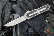 Microtech Scarab II- Single Edge- Weathered Metal Finished Handle- Apocalyptic Blade 1278-10 APWME