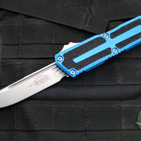 Microtech Scarab II 2024- Single Edge- Blue Handle- Stonewash Plain Edge Blade 1278-10 BL