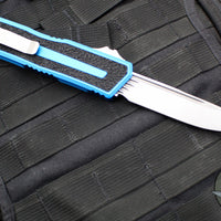 Microtech Scarab II 2024- Single Edge- Blue Handle- Stonewash Plain Edge Blade 1278-10 BL