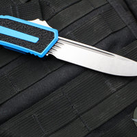 Microtech Scarab II 2024- Single Edge- Blue Handle- Stonewash Plain Edge Blade 1278-10 BL