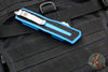 Microtech Scarab II- Single Edge- Blue Handle- Stonewash Plain Edge Blade 1278-10 BL