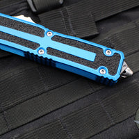 Microtech Scarab II 2024- Single Edge- Blue Handle- Stonewash Plain Edge Blade 1278-10 BL