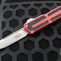 Microtech Scarab II 2024- Single Edge- Red Handle- Stonewash Plain Edge Blade 1278-10 RD