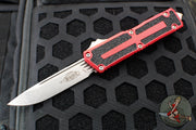Microtech Scarab II- Single Edge- Red Handle- Stonewash Plain Edge Blade 1278-10 RD