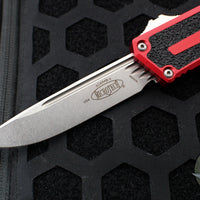 Microtech Scarab II 2024- Single Edge- Red Handle- Stonewash Plain Edge Blade 1278-10 RD