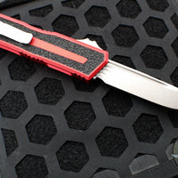 Microtech Scarab II 2024- Single Edge- Red Handle- Stonewash Plain Edge Blade 1278-10 RD