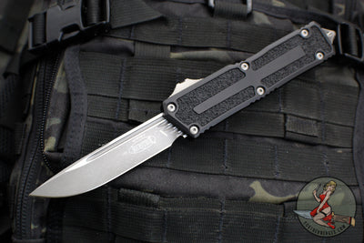 Microtech Scarab II 2023- Single Edge- Black Handle- Apocalyptic Blade 1278-10 AP