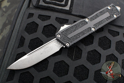 Microtech Scarab II 2024- Single Edge- Black Handle- Stonewash Plain Edge Blade 1278-10