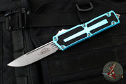 Microtech Scarab II- Single Edge- Turquoise Handle- Stonewash Plain Edge Blade 1278-10 TQ