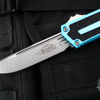 Microtech Scarab II- Single Edge- Turquoise Handle- Stonewash Plain Edge Blade 1278-10 TQ