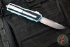 Microtech Scarab II- Single Edge- Turquoise Handle- Stonewash Plain Edge Blade 1278-10 TQ