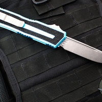 Microtech Scarab II- Single Edge- Turquoise Handle- Stonewash Plain Edge Blade 1278-10 TQ