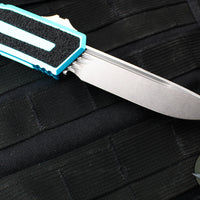 Microtech Scarab II- Single Edge- Turquoise Handle- Stonewash Plain Edge Blade 1278-10 TQ