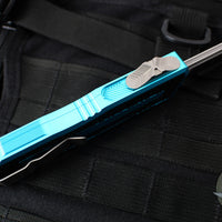 Microtech Scarab II- Single Edge- Turquoise Handle- Stonewash Plain Edge Blade 1278-10 TQ